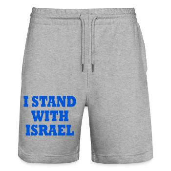 I Stand with israel - Short de jogging bio TRAINER Stanley/Stella unisexe - gris chiné - Devant - Nik (191cm) & Marisol (170cm)