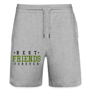 best friends forever - Stanley/Stella Unisex Bio Joggingshorts Trainer  - Grau meliert - Vorne - Nik (191cm) & Marisol (170cm)
