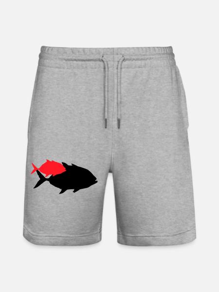 Fish Piranha Silhouette - Stanley/Stella Trainer Unisex Organic Jogging Shorts - heather grey