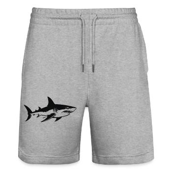 Silhouette de requin Hai - Short de jogging bio TRAINER Stanley/Stella unisexe - gris chiné - Devant - Nik (191cm) & Marisol (170cm)