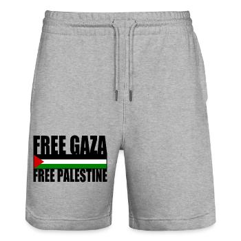 Free gaza free palestine - Stanley/Stella Trainer Unisex Organic Jogging Shorts - heather grey - Front - Nik (191cm) & Marisol (170cm)