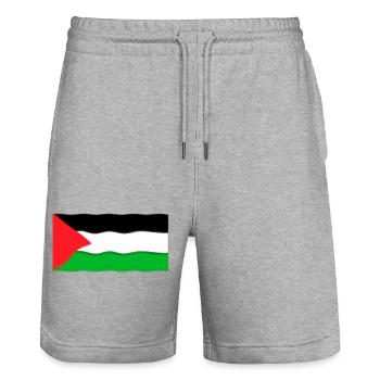 Drapeau Palestine - Short de jogging bio TRAINER Stanley/Stella unisexe - gris chiné - Devant - Nik (191cm) & Marisol (170cm)