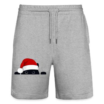 Kiwi the Cat - Xmas - Stanley/Stella Unisex Bio Joggingshorts Trainer  - Grau meliert - Vorne - Nik (191cm) & Marisol (170cm)