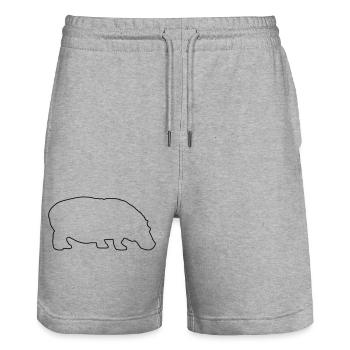 Hippopotamus - Stanley/Stella Trainer Unisex Organic Jogging Shorts - heather grey - Front - Nik (191cm) & Marisol (170cm)