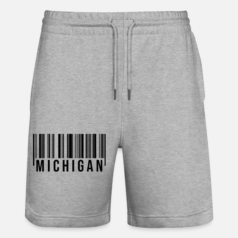 Code à barres du Michigan - Short de jogging bio TRAINER Stanley/Stella unisexe - gris chiné