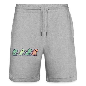 Dinosaur Family - Stanley/Stella Trainer Unisex Organic Jogging Shorts - heather grey - Front - Nik (191cm) & Marisol (170cm)