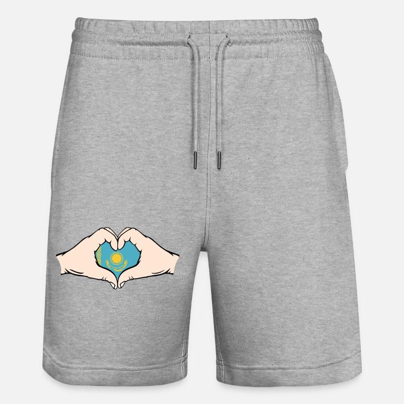 Kasachstan Herzform mit Hände - Stanley/Stella Unisex Bio Joggingshorts Trainer  - Grau meliert