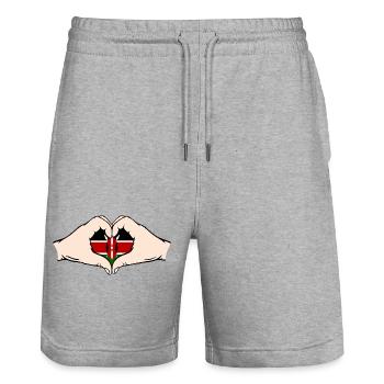 Kenya en forme de coeur avec les mains - Short de jogging bio TRAINER Stanley/Stella unisexe - gris chiné - Devant - Nik (191cm) & Marisol (170cm)