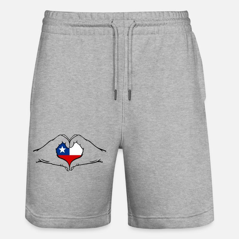 Chile Heart Shape with Hands - Stanley/Stella Trainer Unisex Organic Jogging Shorts - heather grey
