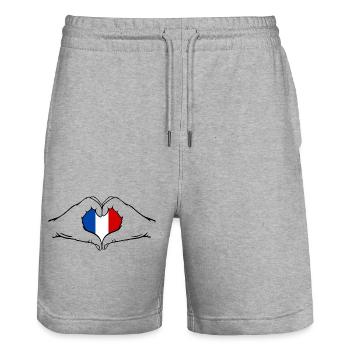 Frankreich Herzform mit Hände - Stanley/Stella Unisex Bio Joggingshorts Trainer  - Grau meliert - Vorne - Nik (191cm) & Marisol (170cm)