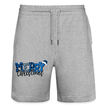 Weihnachten Weihnachtsmann Weihnachtsmann ungezogene Feiertage Winter - Stanley/Stella Unisex Bio Joggingshorts Trainer  - Grau meliert - Vorne - Nik (191cm) & Marisol (170cm)