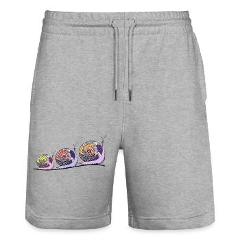 Snails - Stanley/Stella Trainer Unisex Organic Jogging Shorts - heather grey - Front - Nik (191cm) & Marisol (170cm)
