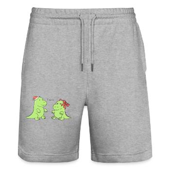 petits dinosaures - je rawr et - Short de jogging bio TRAINER Stanley/Stella unisexe - gris chiné - Devant - Nik (191cm) & Marisol (170cm)