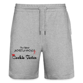The Official North Pole Cookie Tester - Stanley/Stella Trainer Unisex Organic Jogging Shorts - heather grey - Front - Nik (191cm) & Marisol (170cm)