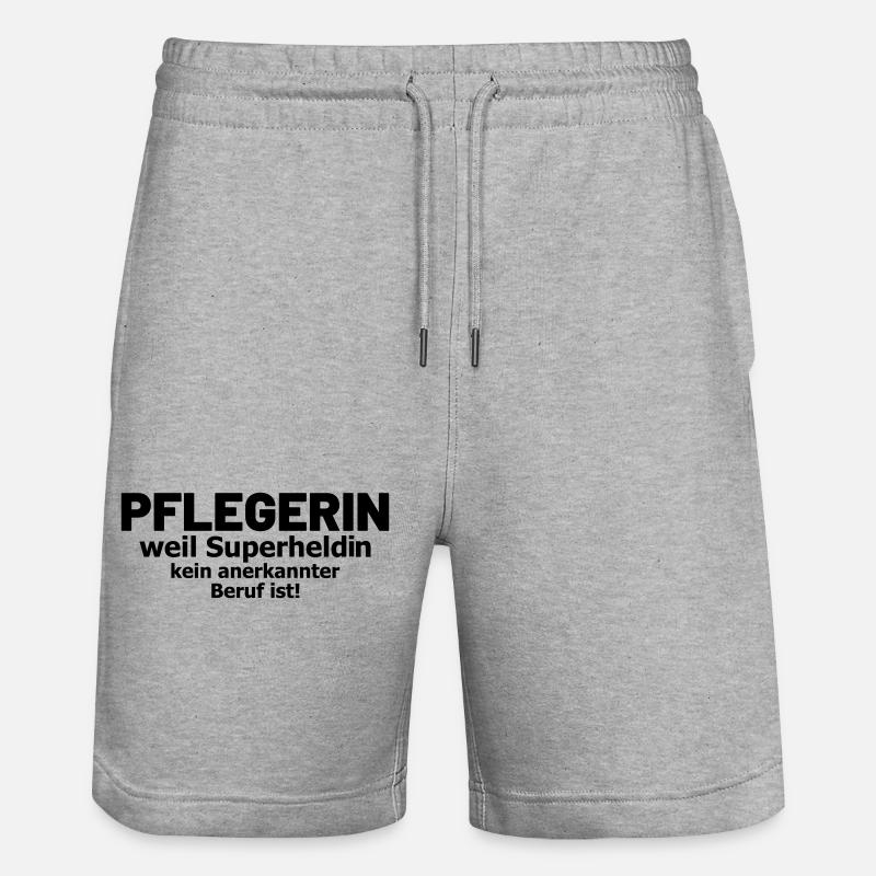 Pflegerin Sprüche Pflegeberuf - Stanley/Stella Unisex Bio Joggingshorts Trainer  - Grau meliert