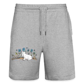 Hund - Stanley/Stella Unisex Bio Joggingshorts Trainer  - Grau meliert - Vorne - Nik (191cm) & Marisol (170cm)