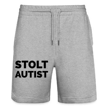 proudly autistic - Stanley/Stella Trainer Unisex Organic Jogging Shorts - heather grey - Front - Nik (191cm) & Marisol (170cm)