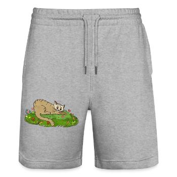 Cat - Stanley/Stella Trainer Unisex Organic Jogging Shorts - heather grey - Front - Nik (191cm) & Marisol (170cm)