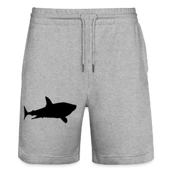 shark silhouette - Stanley/Stella Unisex Bio Joggingshorts Trainer  - Grau meliert - Vorne - Nik (191cm) & Marisol (170cm)