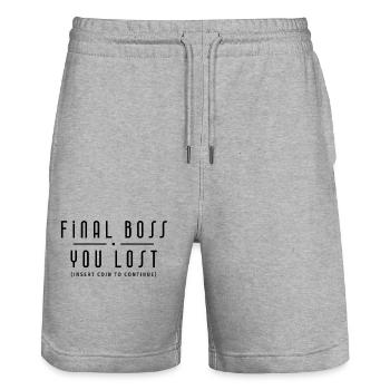 Final Endgegner schwarz Gamer Version - Stanley/Stella Unisex Bio Joggingshorts Trainer  - Grau meliert - Vorne - Nik (191cm) & Marisol (170cm)