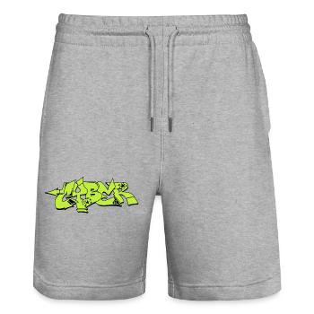 Graffiti Street Art Sprühfarben cooler Künstler Urban - Stanley/Stella Unisex Bio Joggingshorts Trainer  - Grau meliert - Vorne - Nik (191cm) & Marisol (170cm)