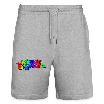 Graffiti Street Art Sprühfarben cooler Künstler Urban - Stanley/Stella Unisex Bio Joggingshorts Trainer  - Grau meliert - Vorne - Nik (191cm) & Marisol (170cm)