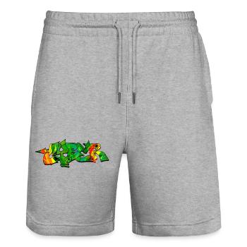 Graffiti Street Art Sprühfarben cooler Künstler Urban - Stanley/Stella Unisex Bio Joggingshorts Trainer  - Grau meliert - Vorne - Nik (191cm) & Marisol (170cm)