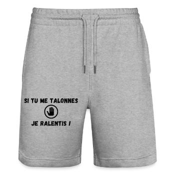 si tu me talonnes je ralentis - Short de jogging bio TRAINER Stanley/Stella unisexe - gris chiné - Devant - Nik (191cm) & Marisol (170cm)