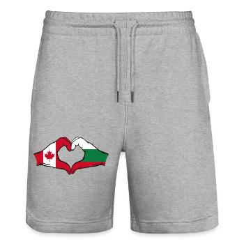 Forme de coeur Canada Bulgarie avec les mains - Short de jogging bio TRAINER Stanley/Stella unisexe - gris chiné - Devant - Nik (191cm) & Marisol (170cm)