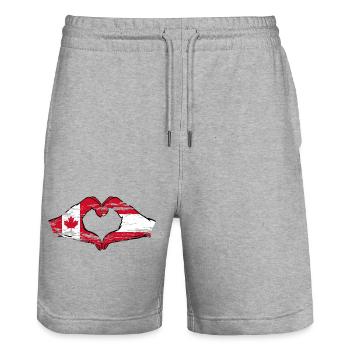 Kanada Österreich Herzform mit Hände used - Stanley/Stella Unisex Bio Joggingshorts Trainer  - Grau meliert - Vorne - Nik (191cm) & Marisol (170cm)
