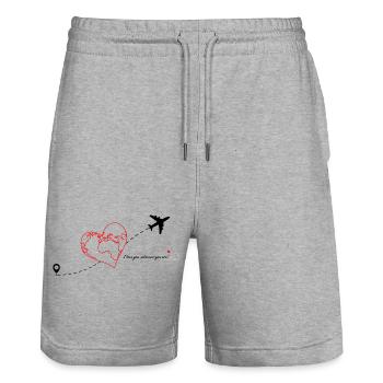 i love you wherever you are- cadeau saint Valentin - Short de jogging bio TRAINER Stanley/Stella unisexe - gris chiné - Devant - Nik (191cm) & Marisol (170cm)