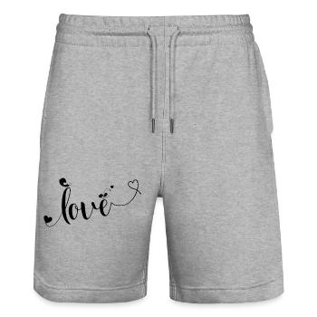 amour - cadeau saint Valentin - Short de jogging bio TRAINER Stanley/Stella unisexe - gris chiné - Devant - Nik (191cm) & Marisol (170cm)