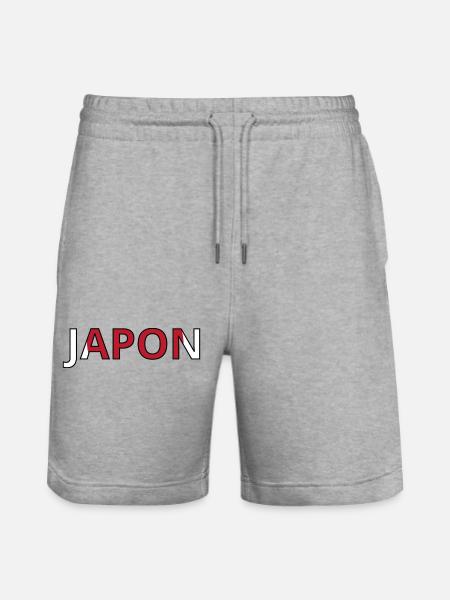 Flag of Japan - Stanley/Stella Trainer Unisex Organic Jogging Shorts - heather grey