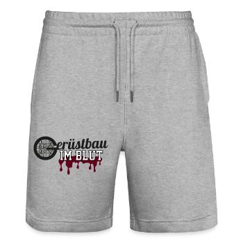 GERÜSTBAU im Blut 2 - Stanley/Stella Unisex Bio Joggingshorts Trainer  - Grau meliert - Vorne - Nik (191cm) & Marisol (170cm)
