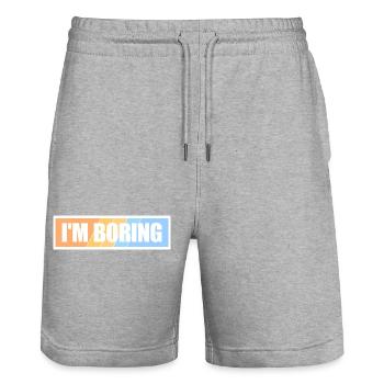 I'm Boring I'm Boring Funny Saying Joke - Stanley/Stella Trainer Unisex Organic Jogging Shorts - heather grey - Front - Nik (191cm) & Marisol (170cm)