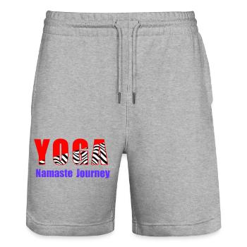 Voyage de yoga du Namaste - Short de jogging bio TRAINER Stanley/Stella unisexe - gris chiné - Devant - Nik (191cm) & Marisol (170cm)