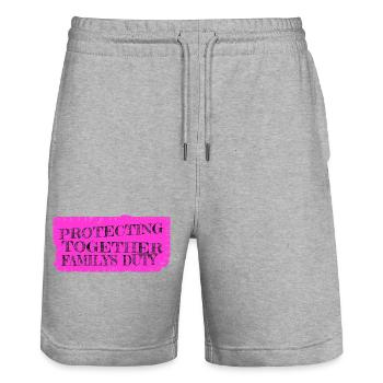 birthday present birthday police community - Stanley/Stella Unisex Bio Joggingshorts Trainer  - Grau meliert - Vorne - Nik (191cm) & Marisol (170cm)