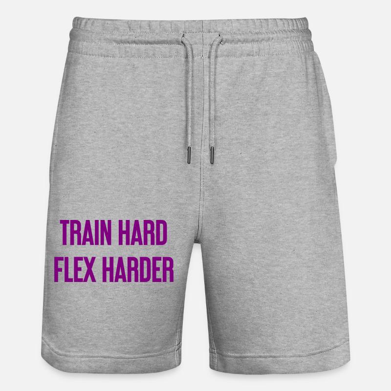 Train Hard Flex Harder - Stanley/Stella Unisex Bio Joggingshorts Trainer  - Grau meliert