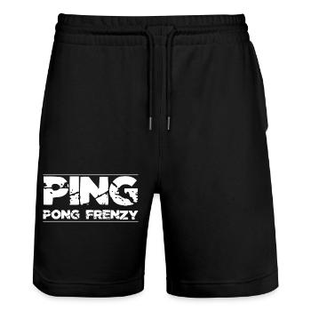 Table Tennis Matches Statement - Stanley/Stella Trainer Unisex Organic Jogging Shorts - black - Front - Nik (191cm) & Marisol (170cm)