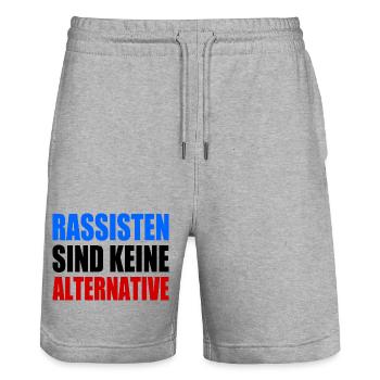 rassisten sind keine alternative - Stanley/Stella Unisex Bio Joggingshorts Trainer  - Grau meliert - Vorne - Nik (191cm) & Marisol (170cm)