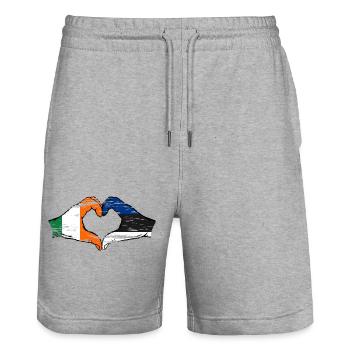 Irland Estland Flagge Hände Herzform used - Stanley/Stella Unisex Bio Joggingshorts Trainer  - Grau meliert - Vorne - Nik (191cm) & Marisol (170cm)