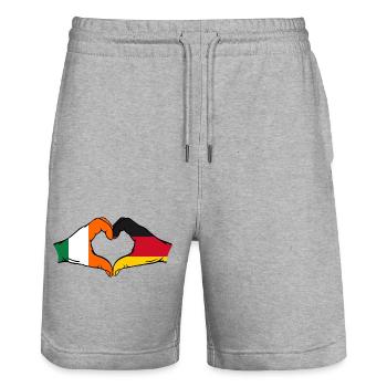 Irland Deutschland Flagge Hände Herzform - Stanley/Stella Unisex Bio Joggingshorts Trainer  - Grau meliert - Vorne - Nik (191cm) & Marisol (170cm)