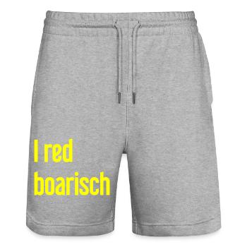 I red boarisch - Stanley/Stella Trainer Unisex Organic Jogging Shorts - heather grey - Front - Nik (191cm) & Marisol (170cm)