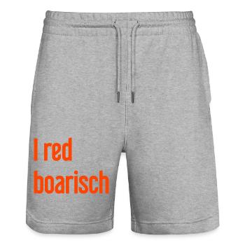I red boarisch - Stanley/Stella Trainer Unisex Organic Jogging Shorts - heather grey - Front - Nik (191cm) & Marisol (170cm)