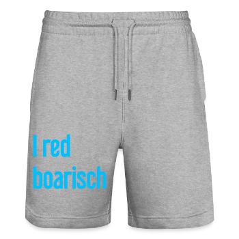 I red boarisch - Stanley/Stella Trainer Unisex Organic Jogging Shorts - heather grey - Front - Nik (191cm) & Marisol (170cm)