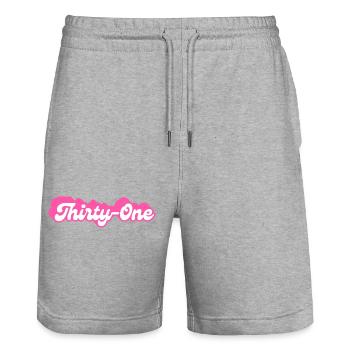 Thirty-One Birthday - 31st Birthday Retro Pink - Stanley/Stella Trainer Unisex Organic Jogging Shorts - heather grey - Front - Nik (191cm) & Marisol (170cm)