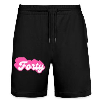 Vierzig Geburtstag - 40. Geburtstag Retro Pink - Stanley/Stella Unisex Bio Joggingshorts Trainer  - Schwarz - Vorne - Nik (191cm) & Marisol (170cm)