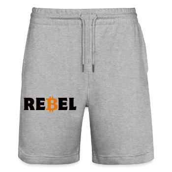 Crypto Rebel Bitcoin BTC Riche - Short de jogging bio TRAINER Stanley/Stella unisexe - gris chiné - Devant - Nik (191cm) & Marisol (170cm)