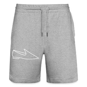 Humour babouches - Short de jogging bio TRAINER Stanley/Stella unisexe - gris chiné - Devant - Nik (191cm) & Marisol (170cm)