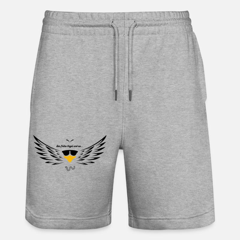 Der frühe Vogel - Stanley/Stella Unisex Bio Joggingshorts Trainer  - Grau meliert